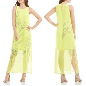 Vince Camuto Yellow High-Low Sundress Fluent Cluster Maxi Dress